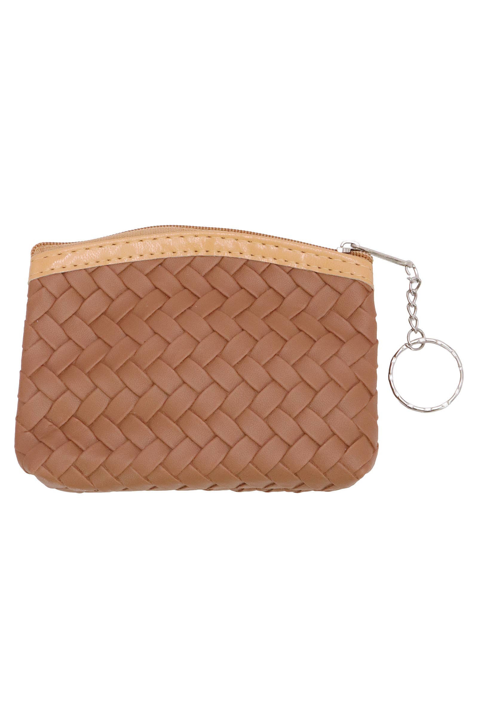 6210. Matte Basket Weave Vegan Leather Coin Purse