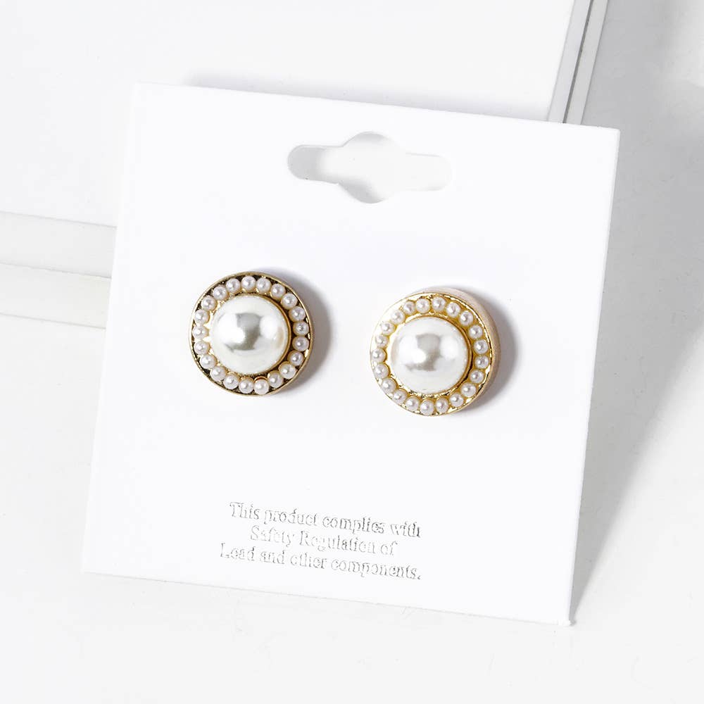Round Crystal Halo Stud Earrings