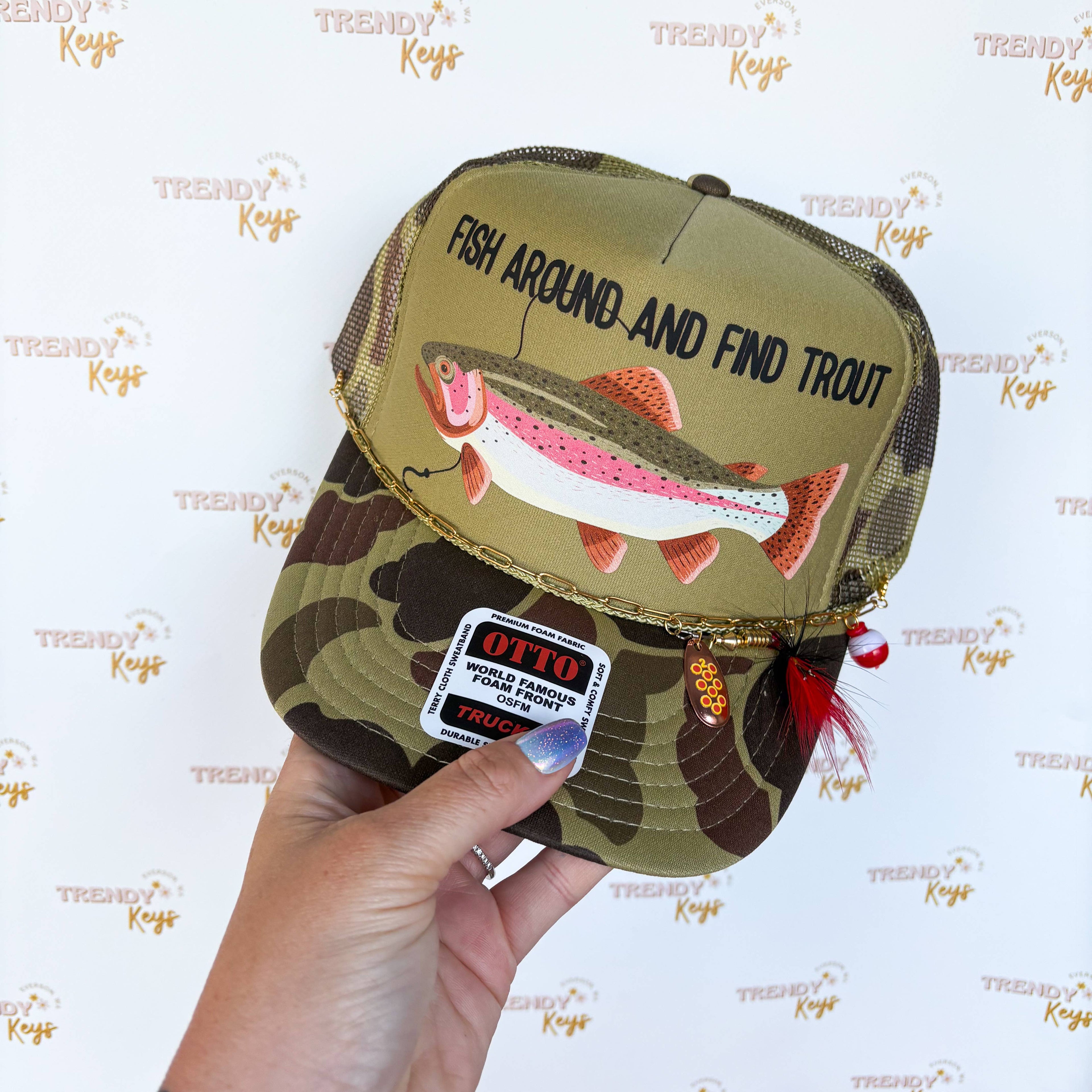 5008. Fish Around and Find Trout Trucker Hat