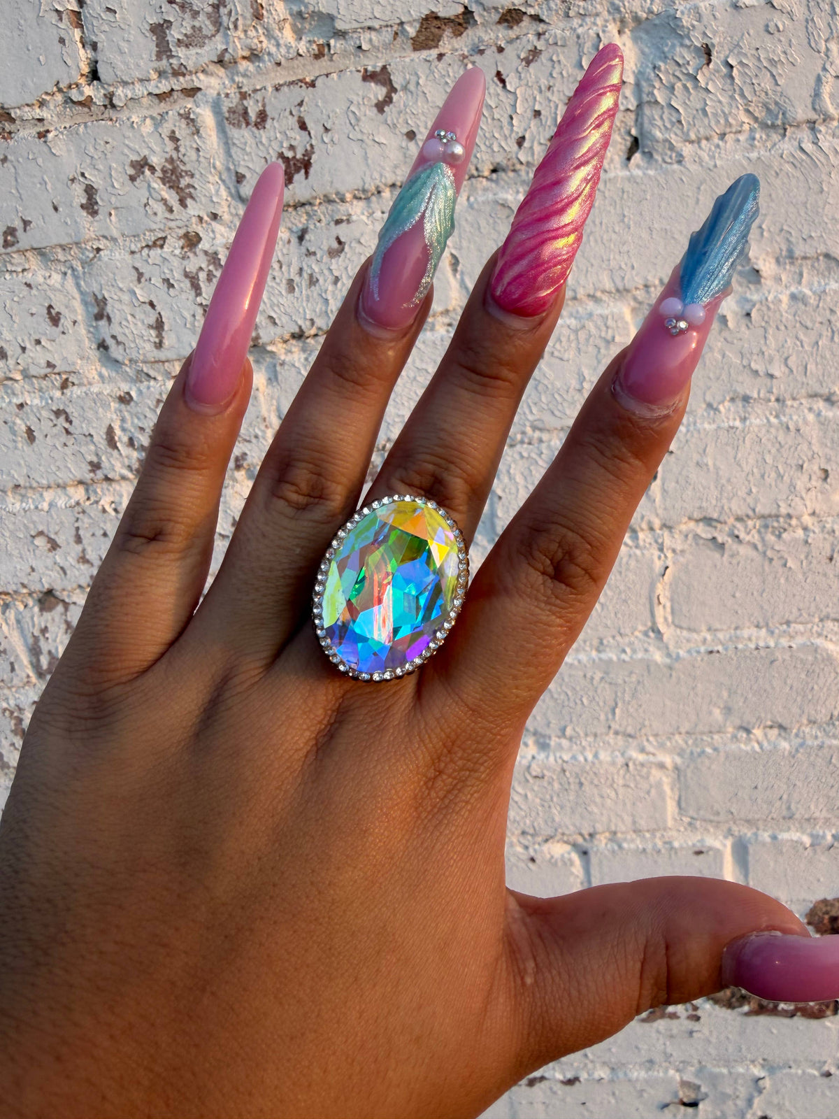 The AB Oval Crystal Pavé Ring