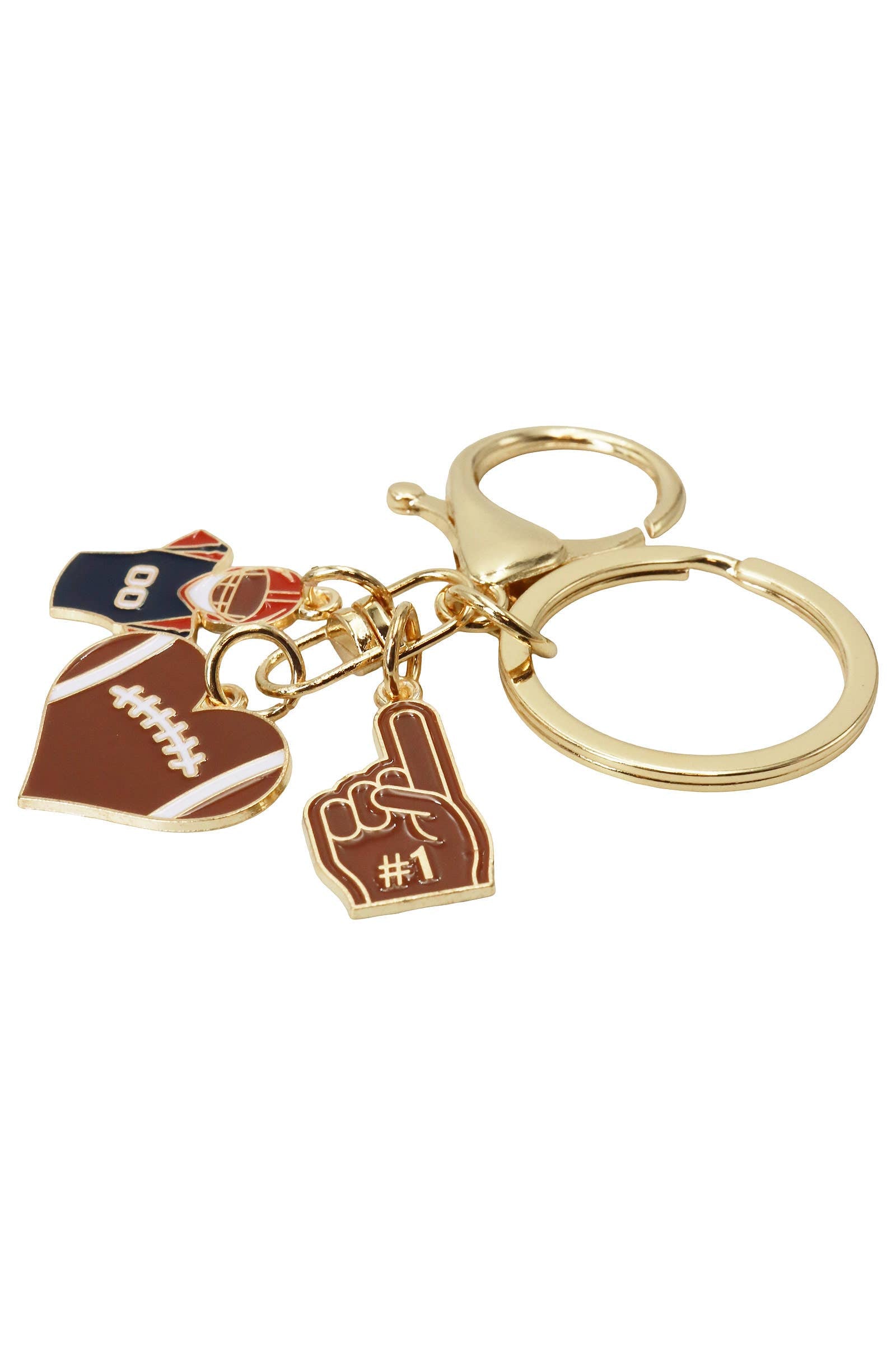 6303. Assorted Football Enamel Charm Cluster Key Chain