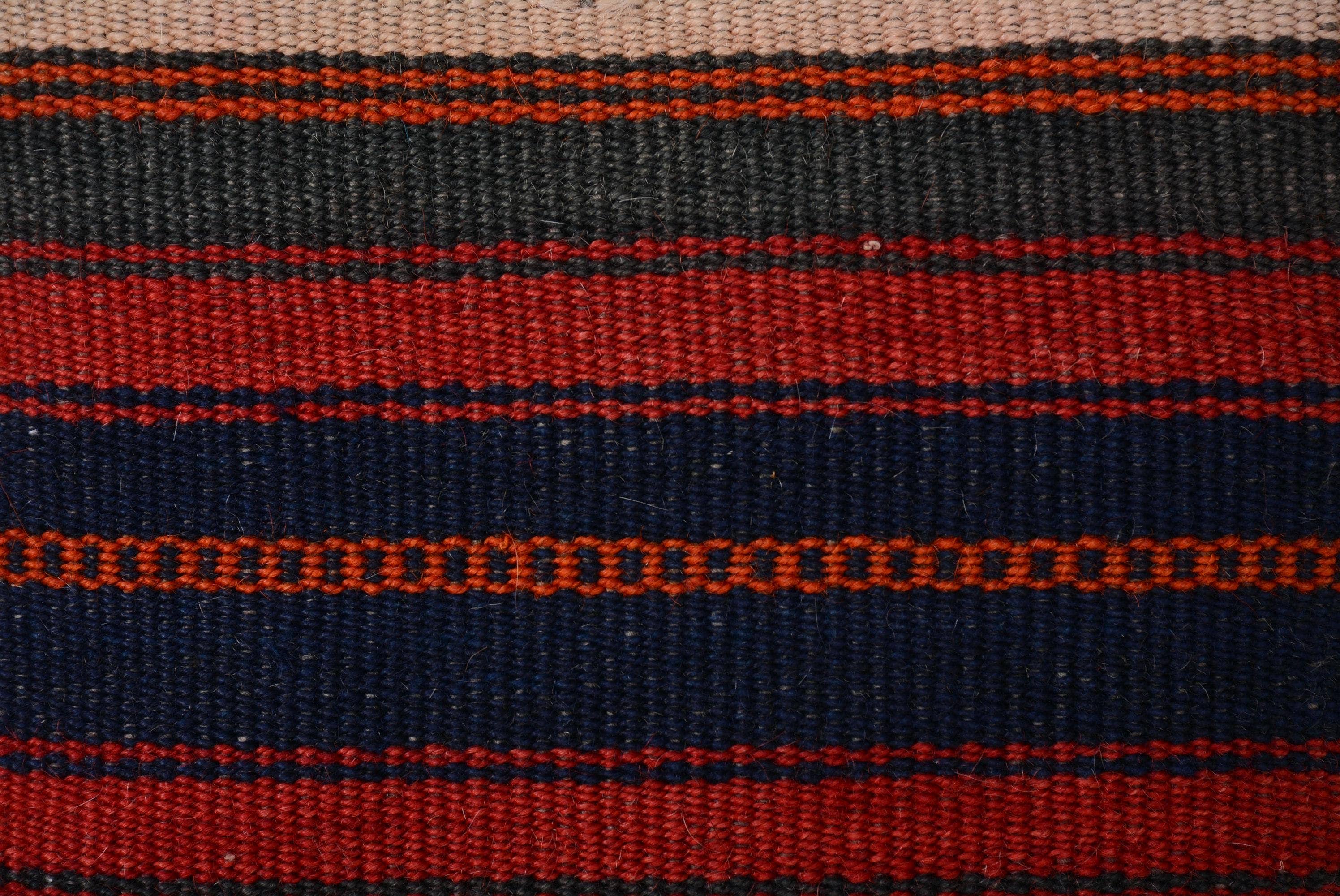 Vintage Turkish Kilim Pillow 12x12 Rustic Striped Red