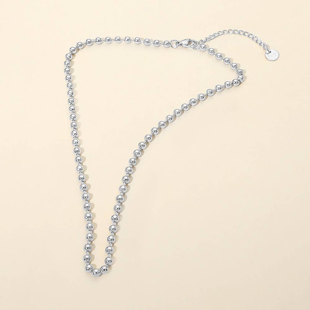 Stainless Steel Beaded Chain Necklace