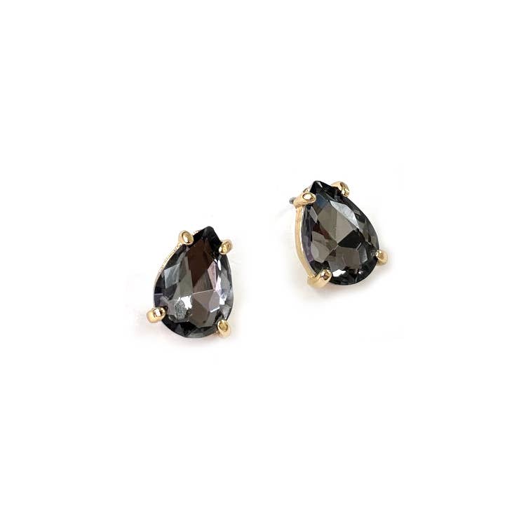 Sterling Silver S925 Post Teardrop Glass Stud Earrings