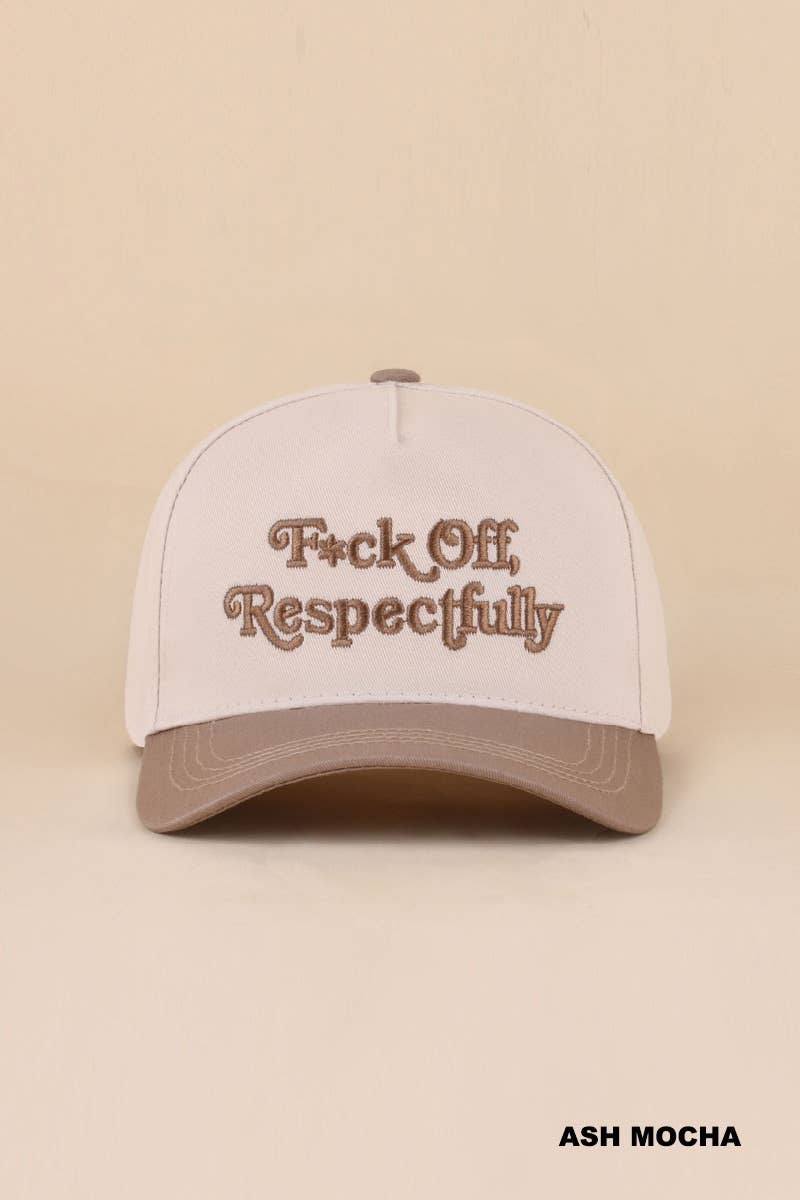 Fxck Off, Respectfully Two Tone Canvas Cotton Cap