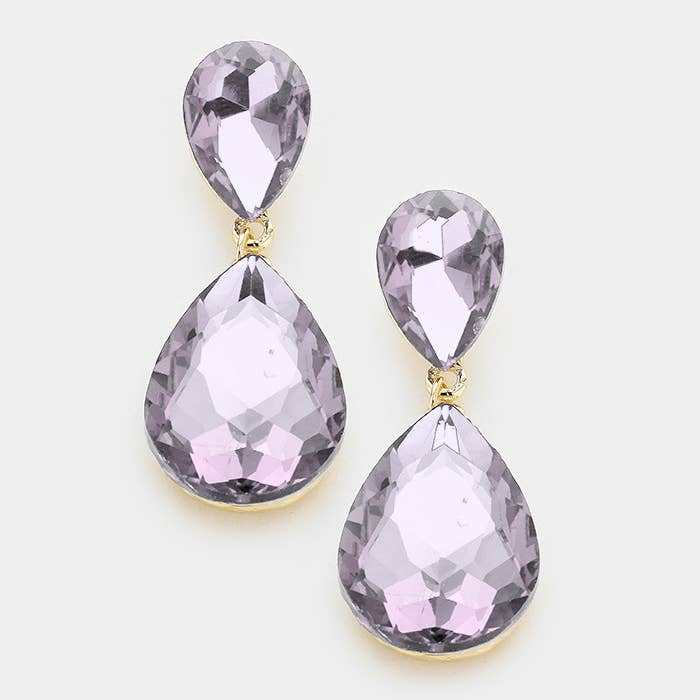 Glass Crystal Teardrop Evening Earrings