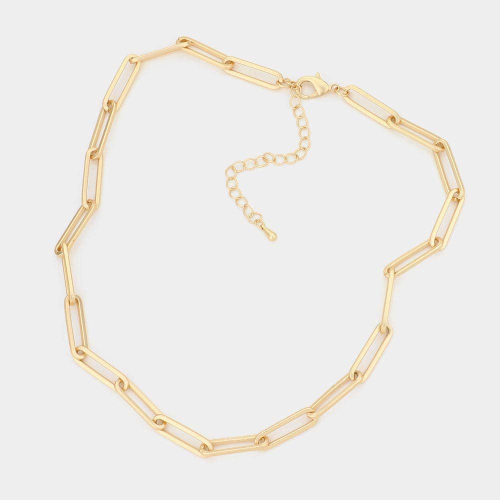 Open Metal Oval Link Necklace