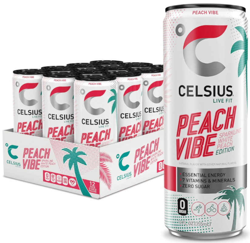 8505. Celsius Energy Drink -  12 Oz - Sparkling Peach Vibe