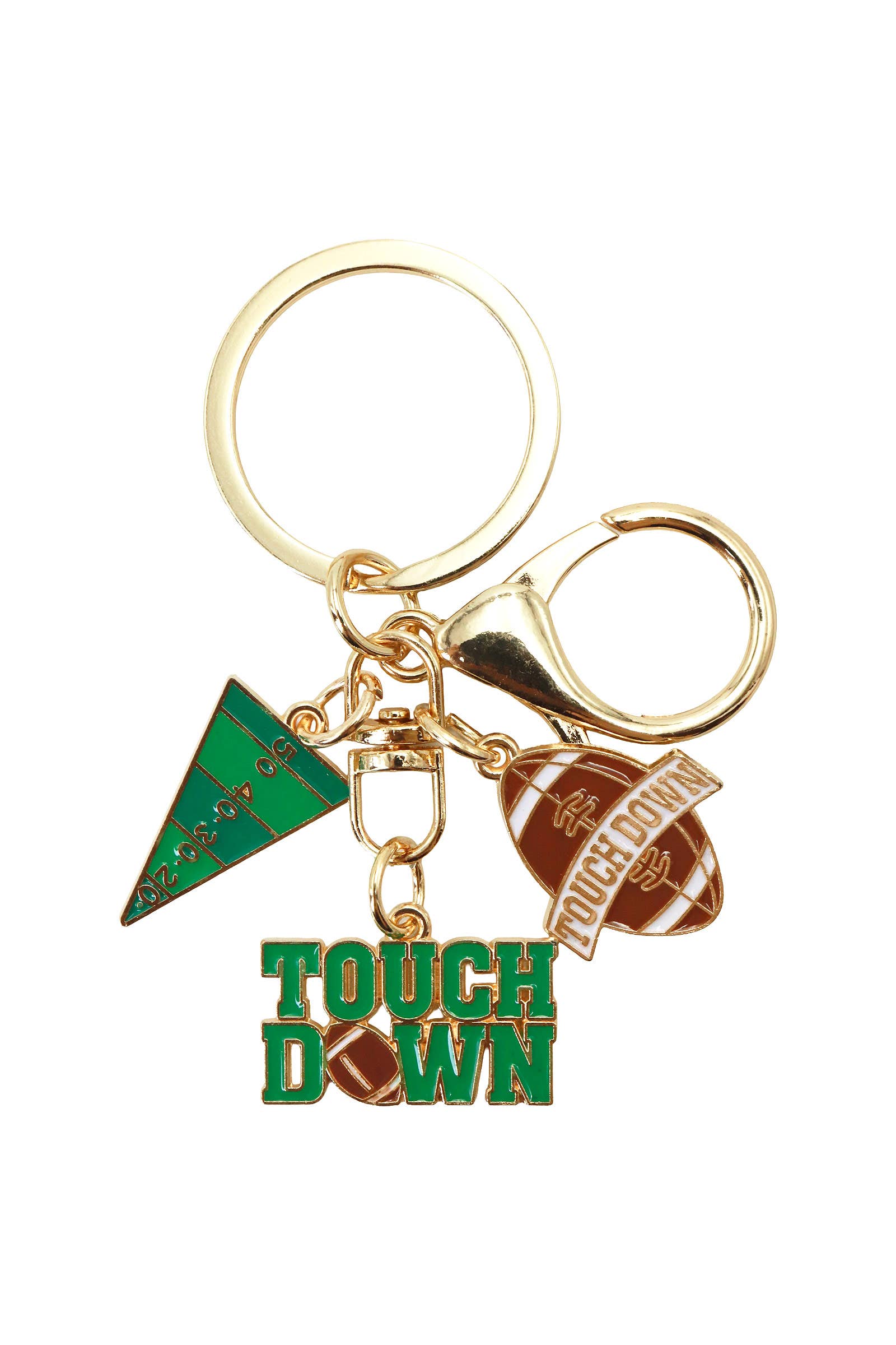 6303. Assorted Football Enamel Charm Cluster Key Chain