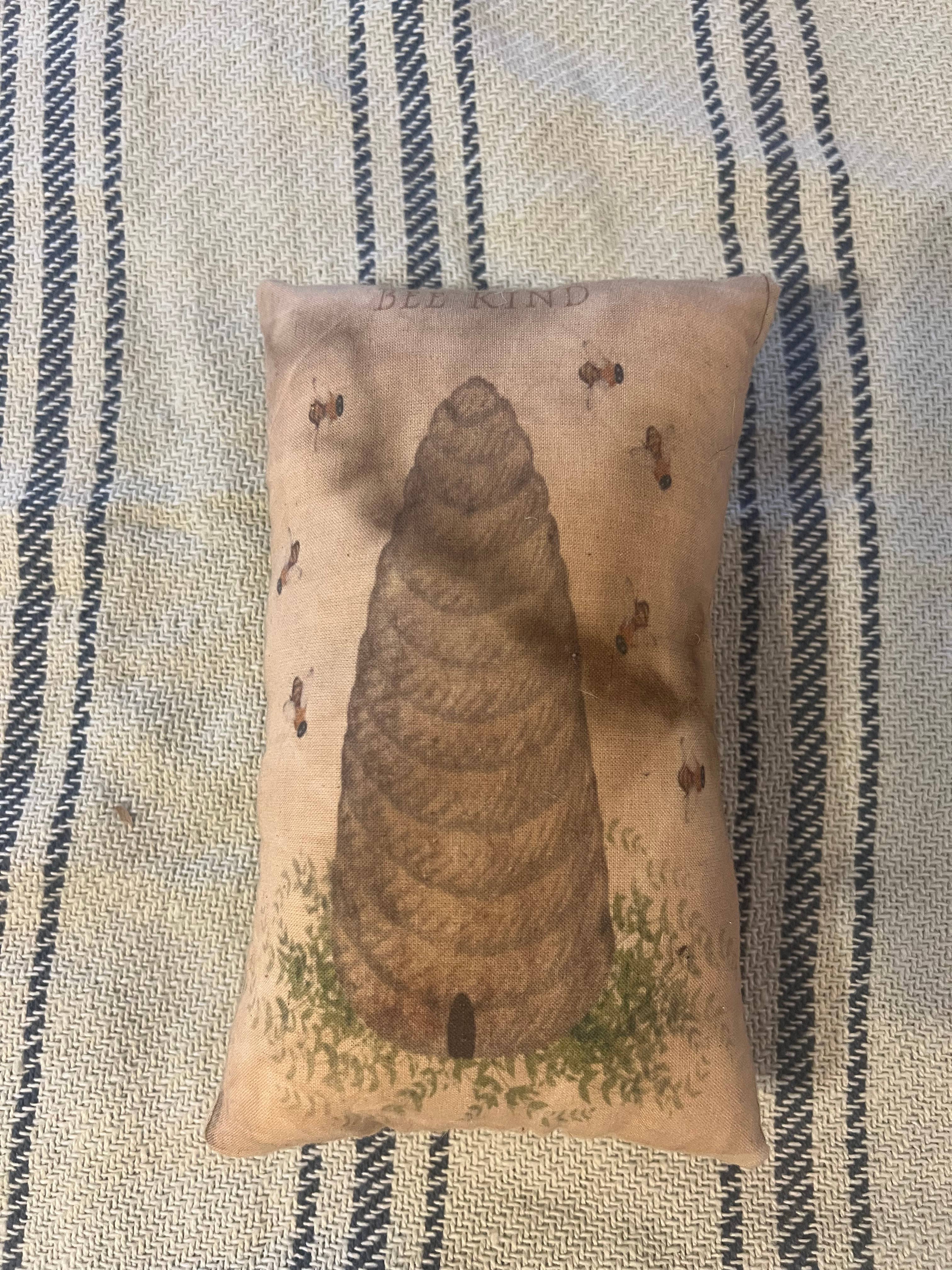 6362. Primitive handmade Printed Farmhouse 5x7" stuffed pillows