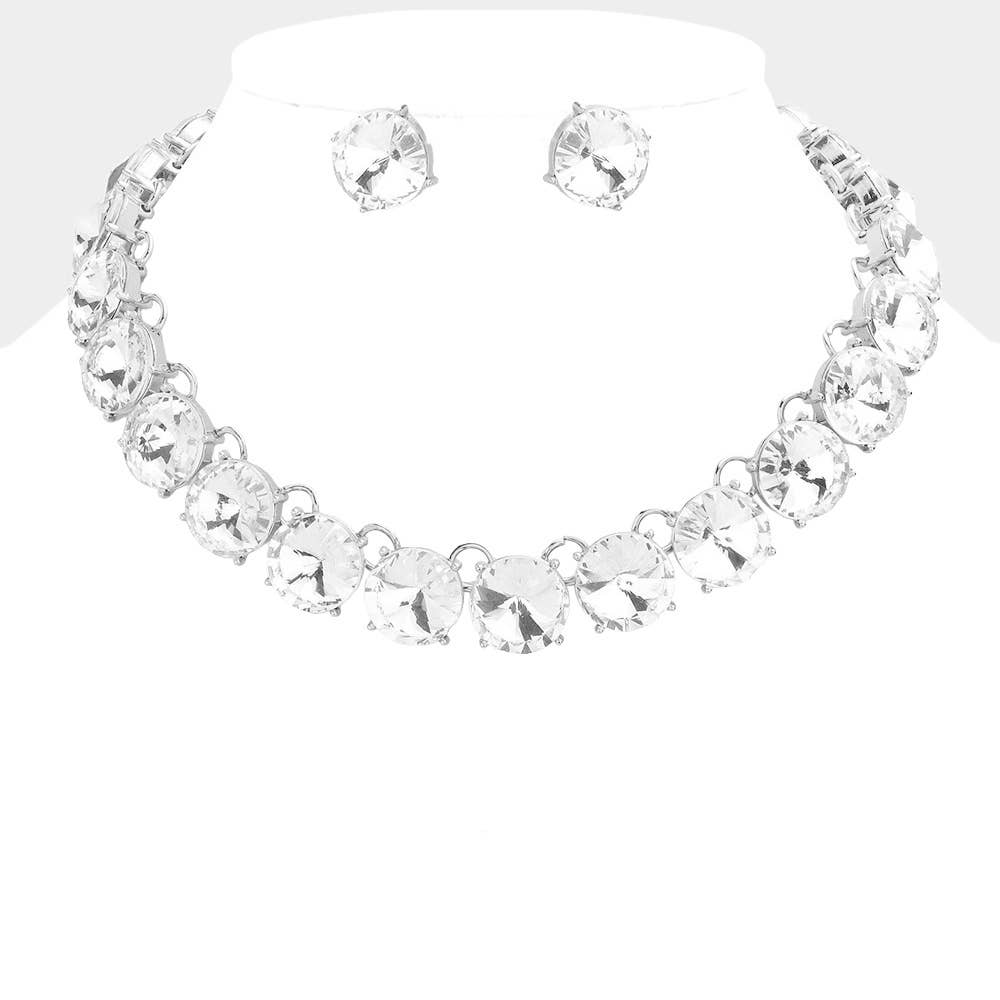 Round Stone Link Evening Necklace