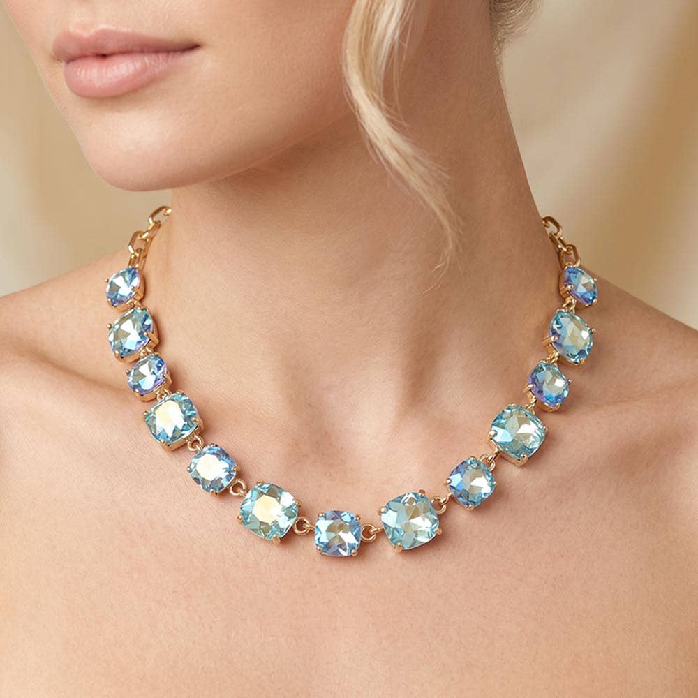 Cushion Square Stone Link Evening Necklace