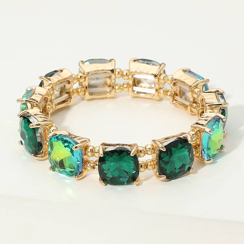 Cushion Square Stone Stretch Evening Bracelet