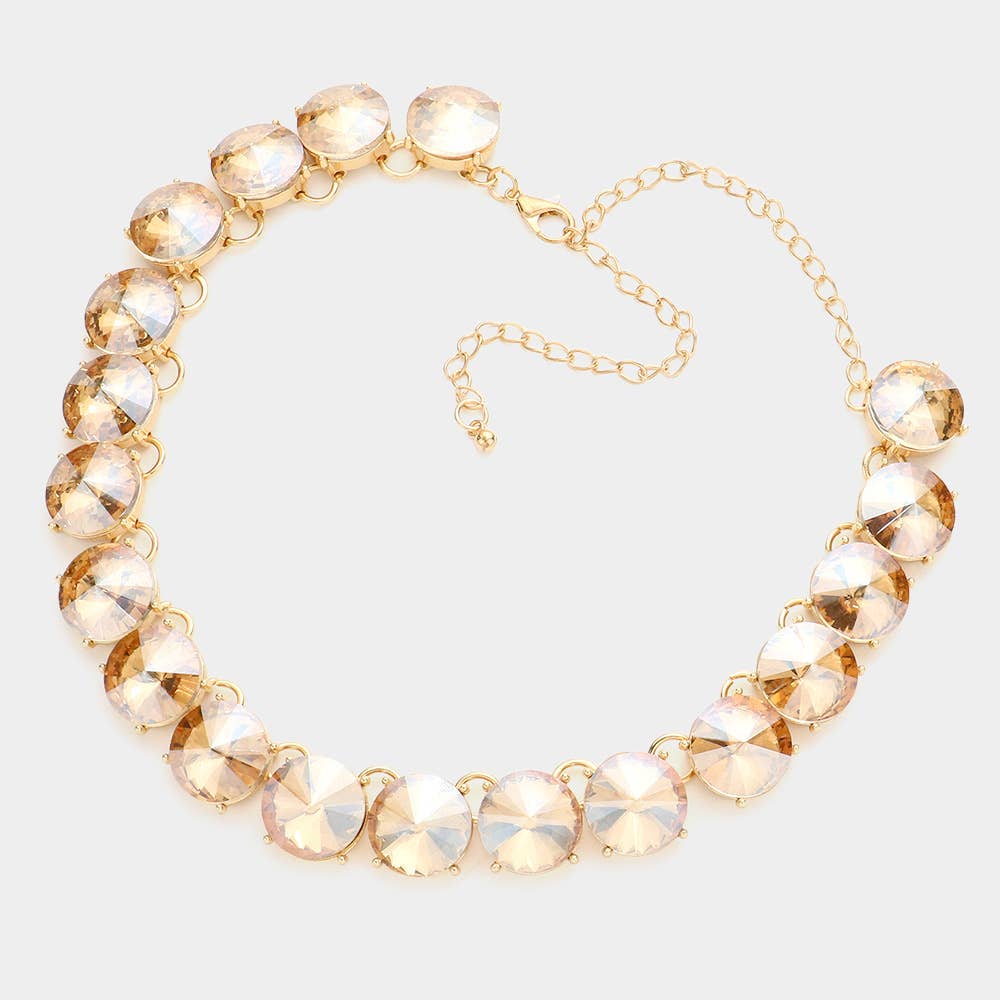 Round Stone Link Evening Necklace