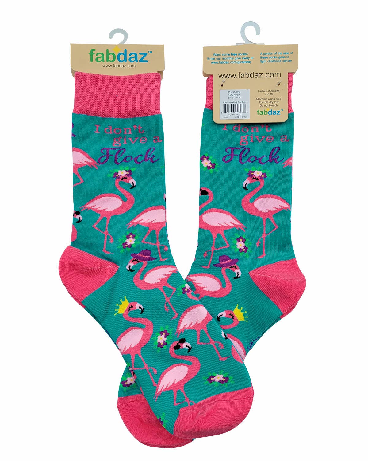 8603. I Don't Give a Flock Women's Crew Socks Featuring Pink Flami