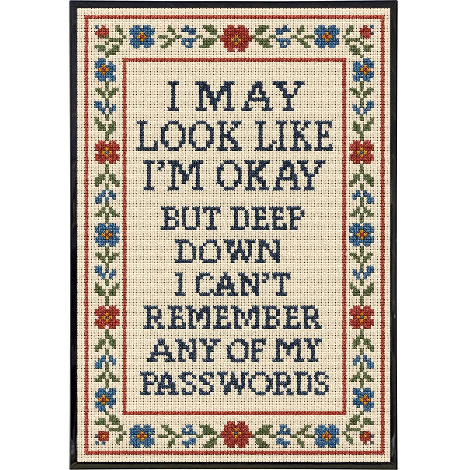 4008. I May Look Like I'm Okay Needlepoint Poster Print