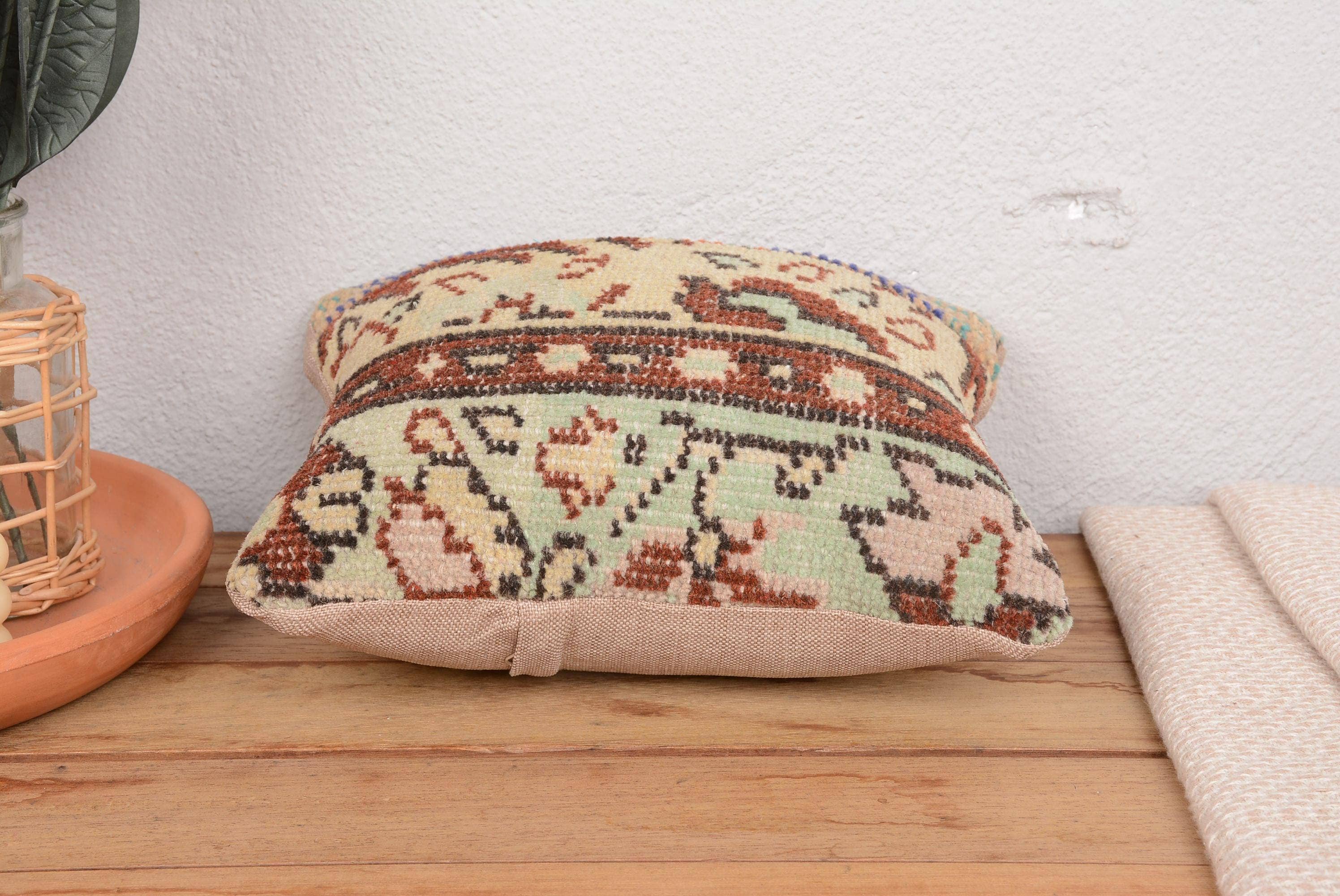 7150. Antique Kilim Cushion Sham Patchwork Textured Pillow Cover