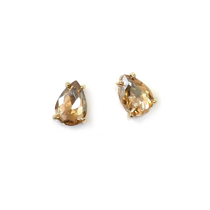 Sterling Silver S925 Post Teardrop Glass Stud Earrings