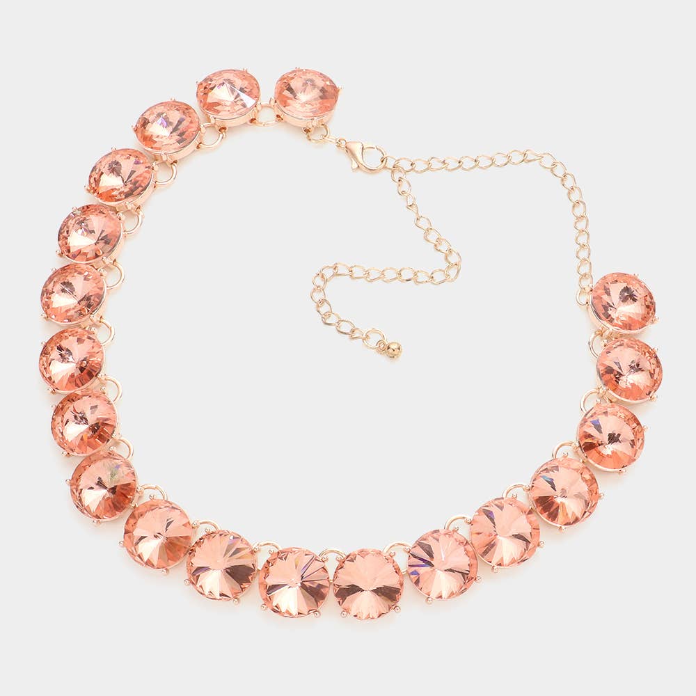 Round Stone Link Evening Necklace