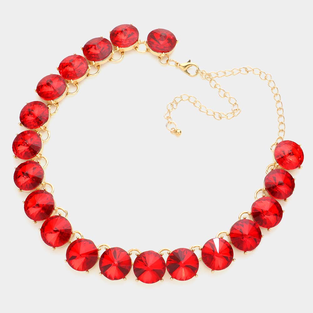 Round Stone Link Evening Necklace