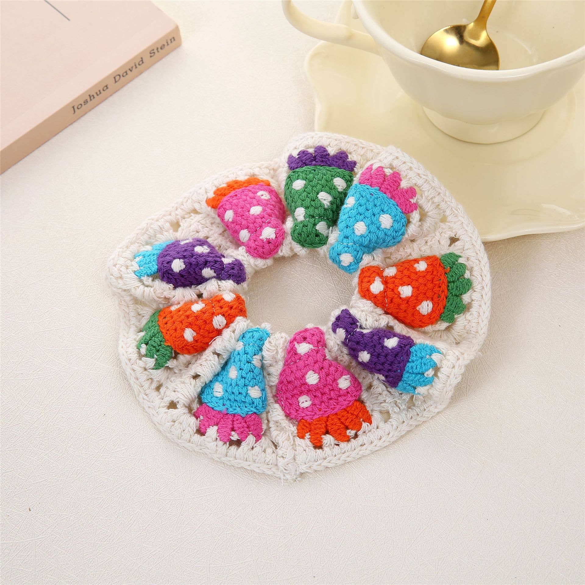 Bohemian Hand-knitted Crochet Flower & Fruit Hair Tie