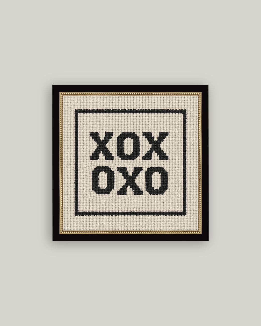 Cross Stitch XOXO Framed Antique Print