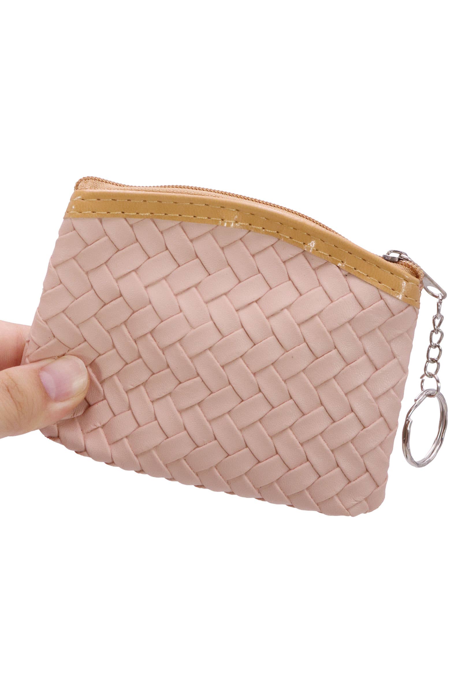 6210. Matte Basket Weave Vegan Leather Coin Purse