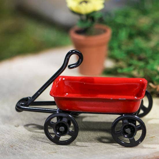 8344. 1-5/8" Dollhouse Red Metal Miniature Wagon
