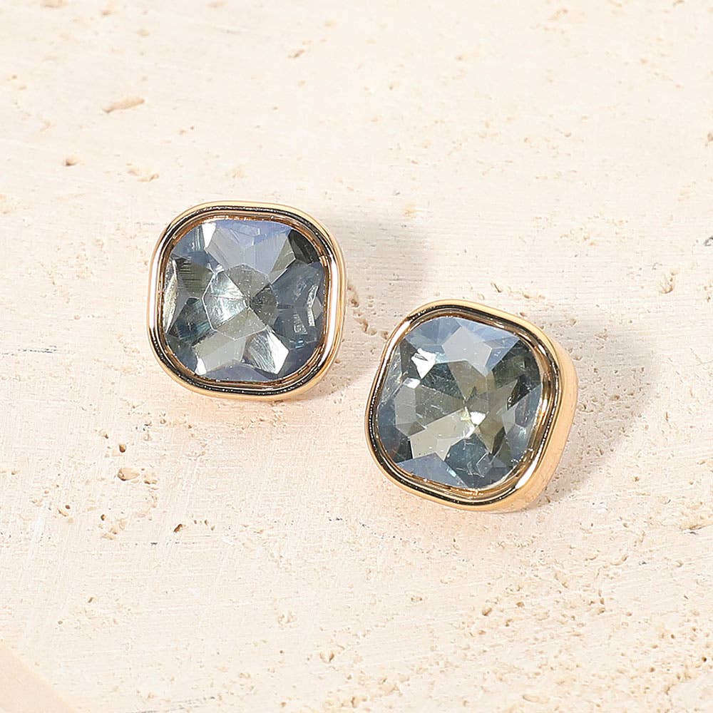 Square Cut Gem Evening Stud Earrings