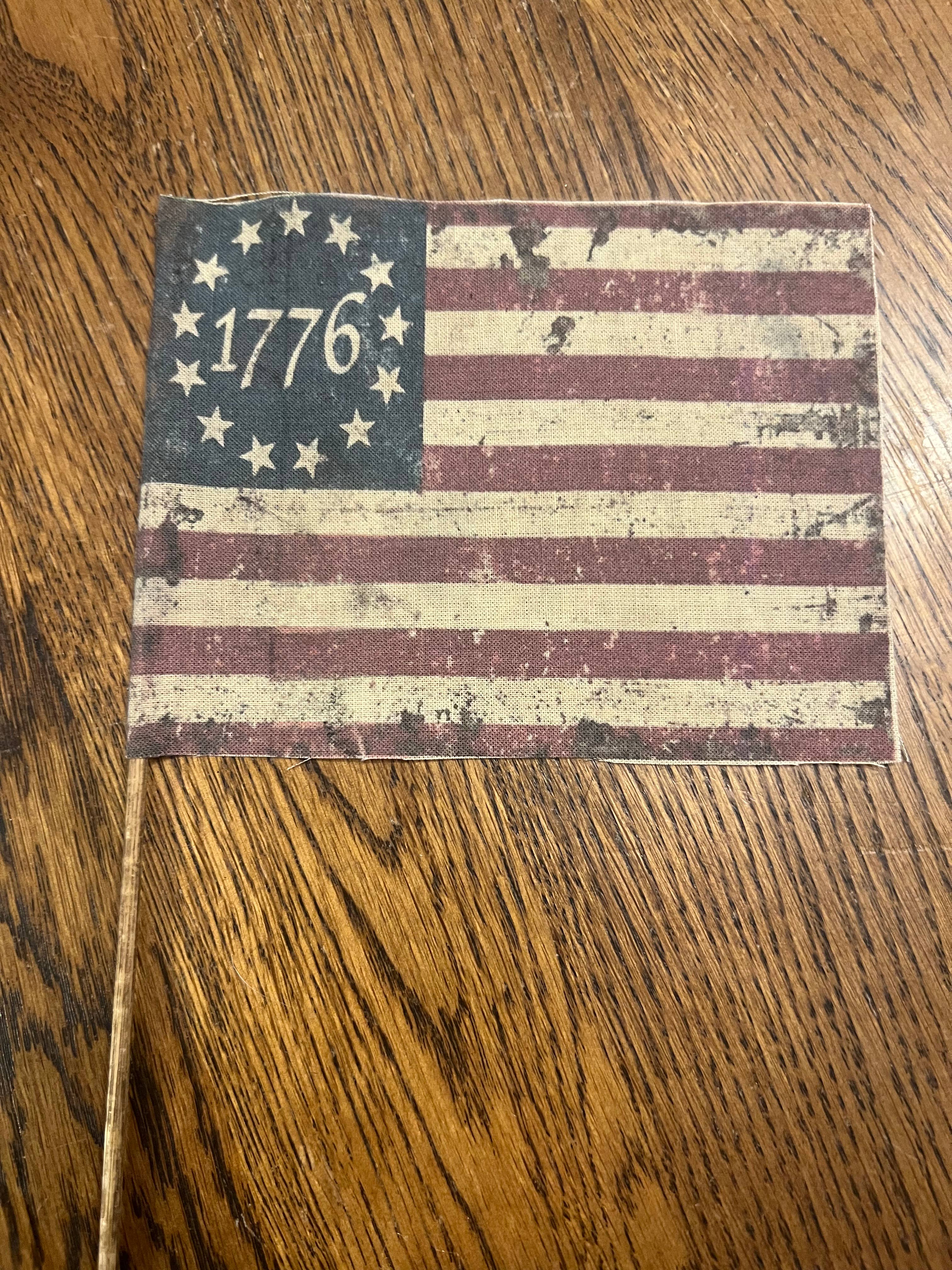 6359. Primitive handmade Americana mini flags set of 6
