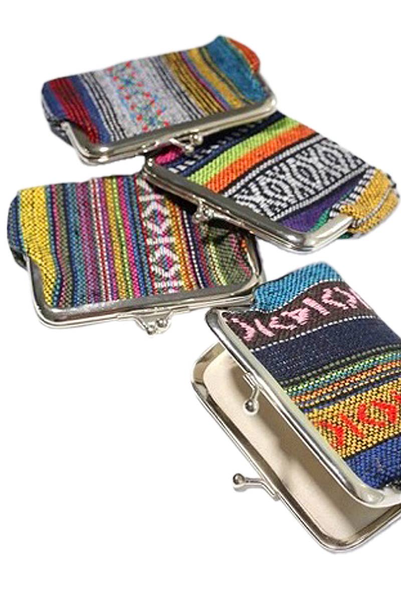 6200. Baja Tribal Woven Kiss-lock Closure Coin Purse Bag