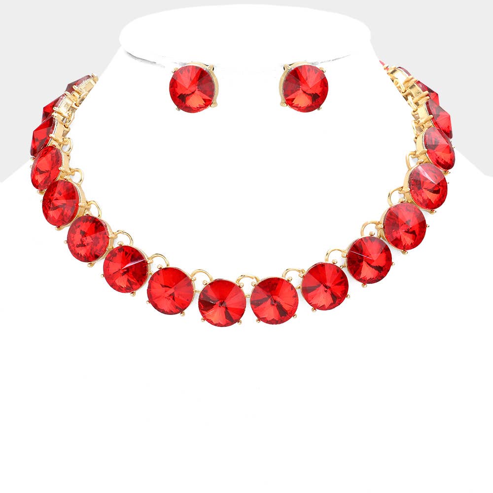 Round Stone Link Evening Necklace
