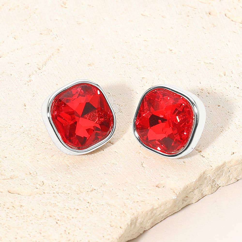 Square Cut Gem Evening Stud Earrings