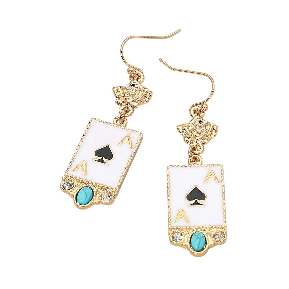 Vintage Boho Playing Card Drop Earrings
