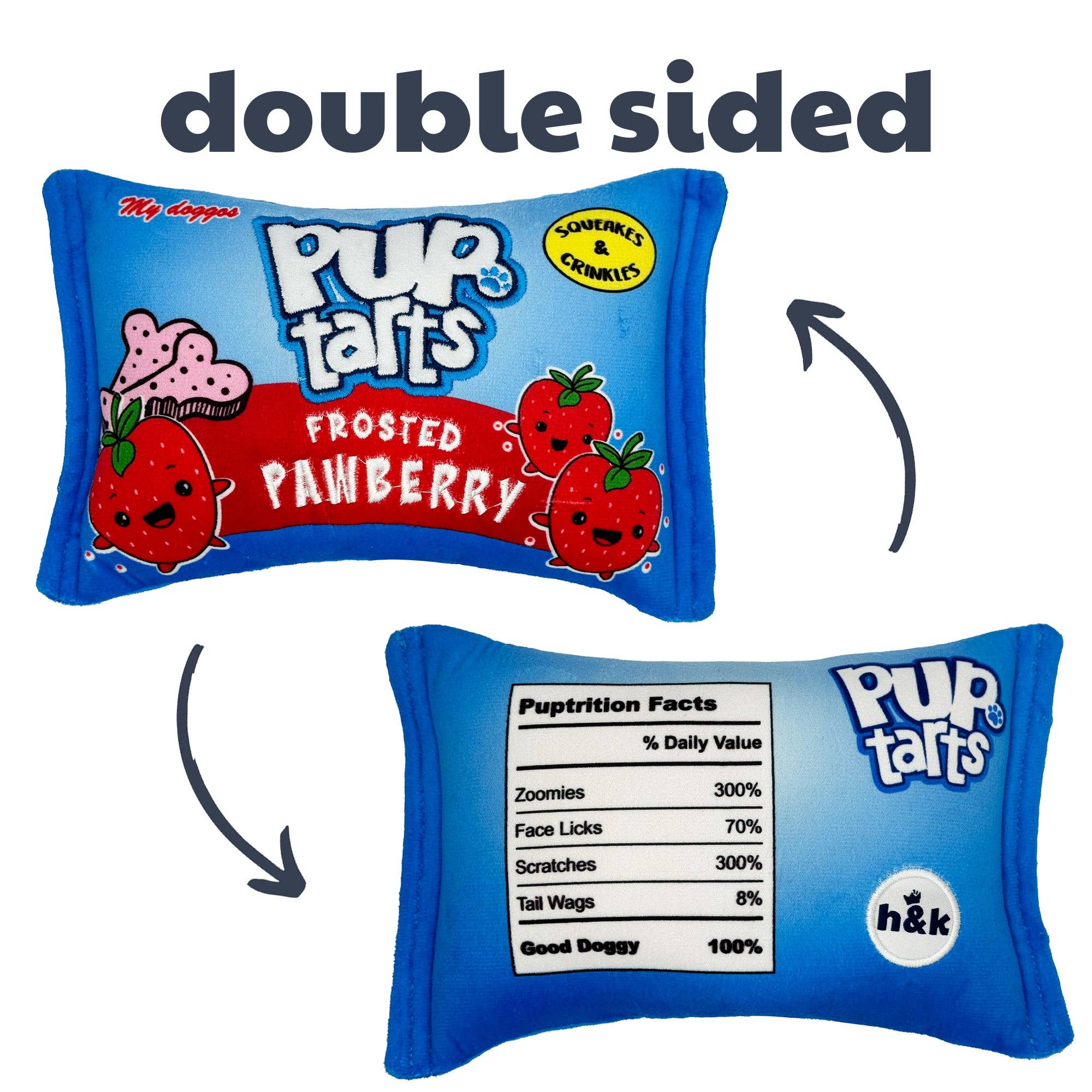 7500. Pup-Tarts Frosted Pawberry Dog Toy (Double Sided)