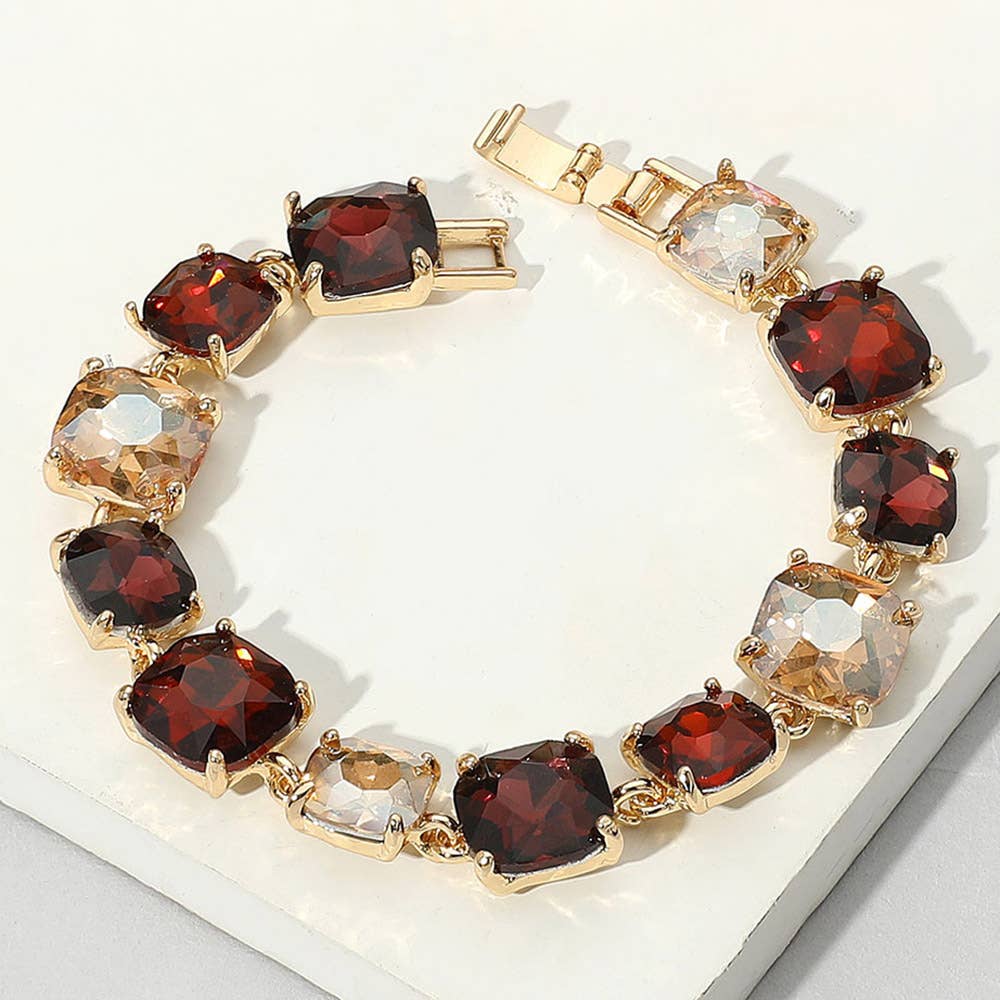 Cushion Square Stone Link Evening Bracelet
