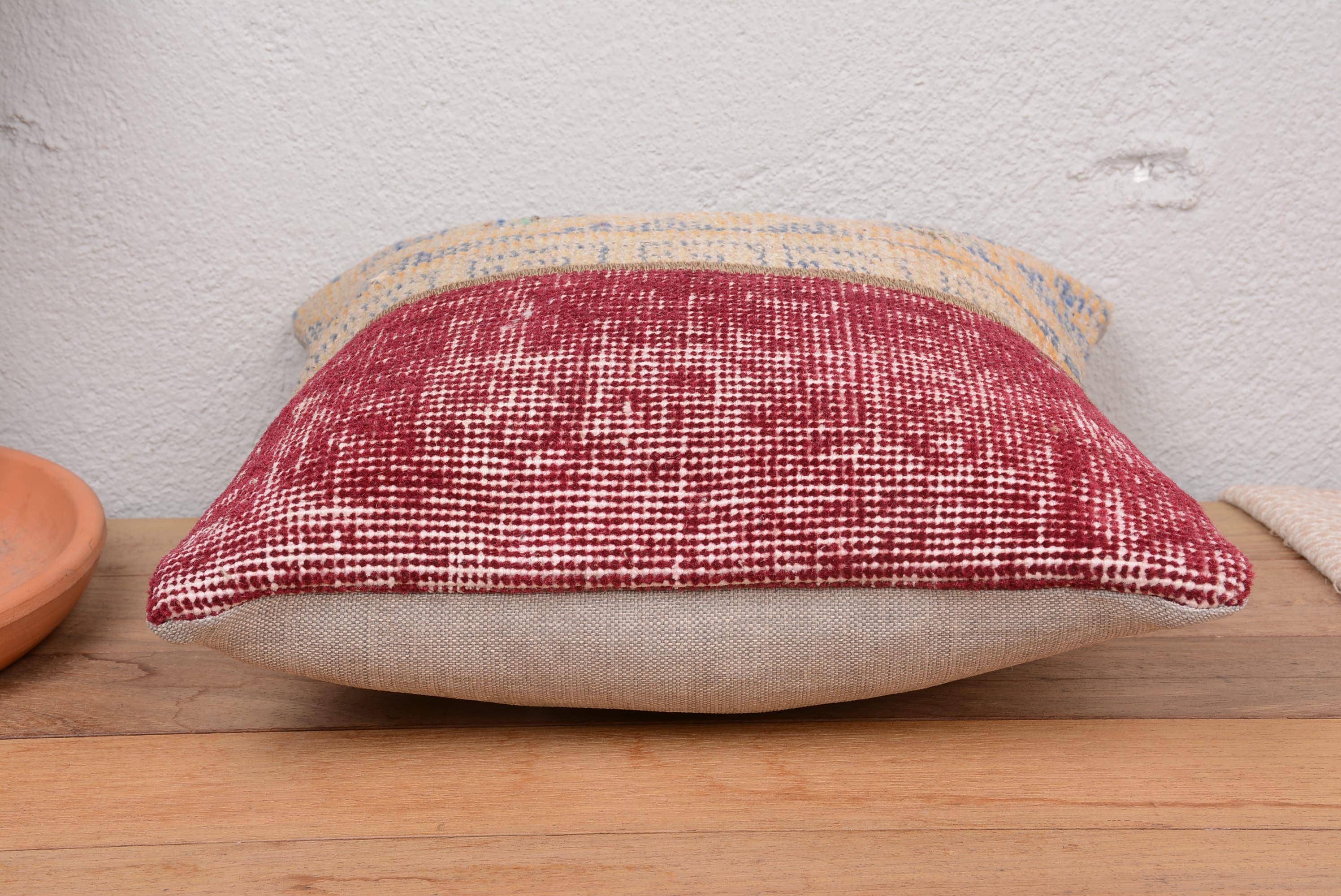 Turkish Kilim Patchwork Hand Knotted Sofa Pillow Cover 14x14