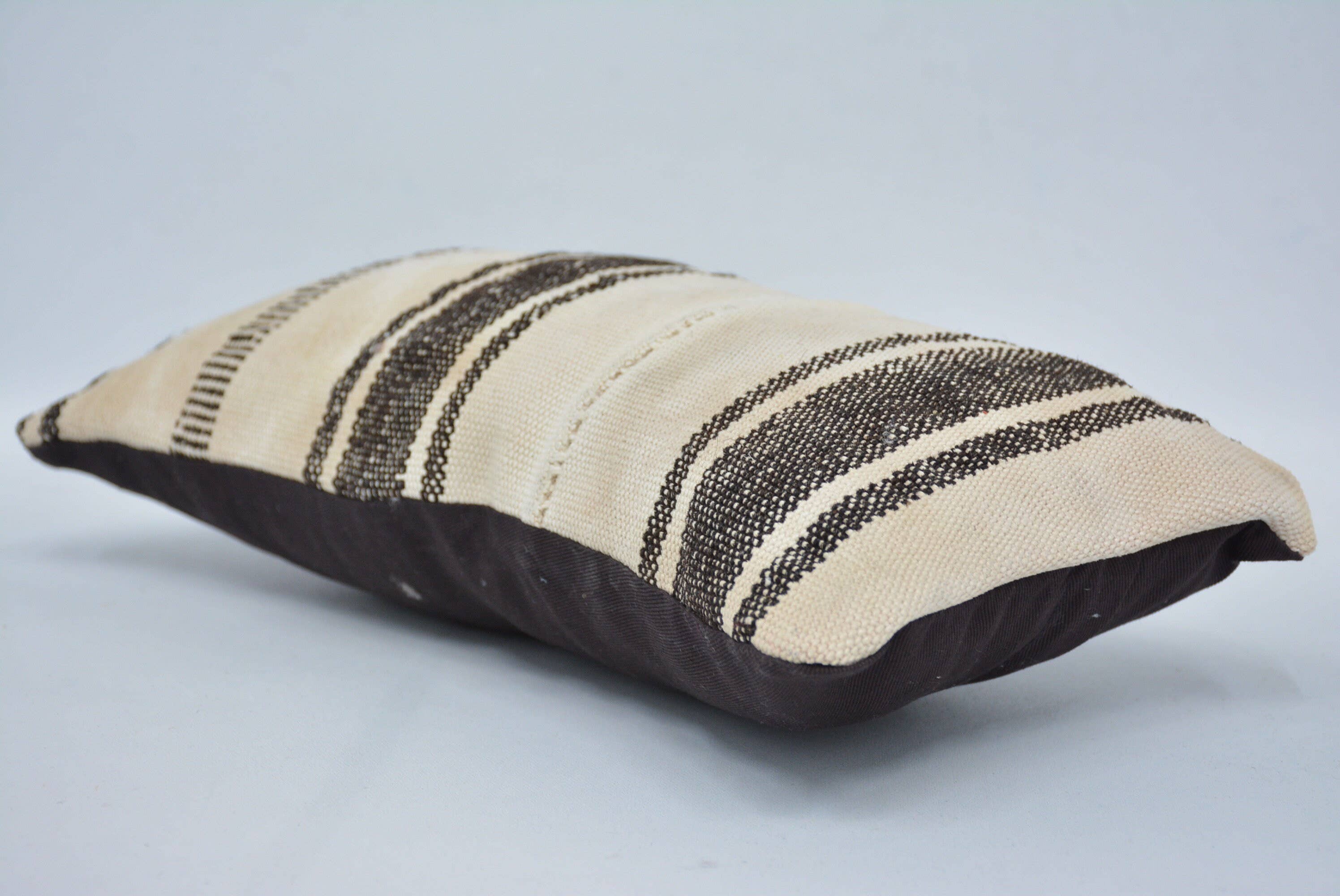 7113. Handmade Kilim Striped Throw Pillow Cushion 8x16