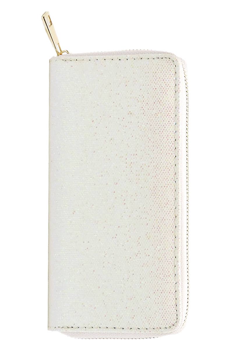 6211. Metallic Glitter Single Zip Continental Wallet