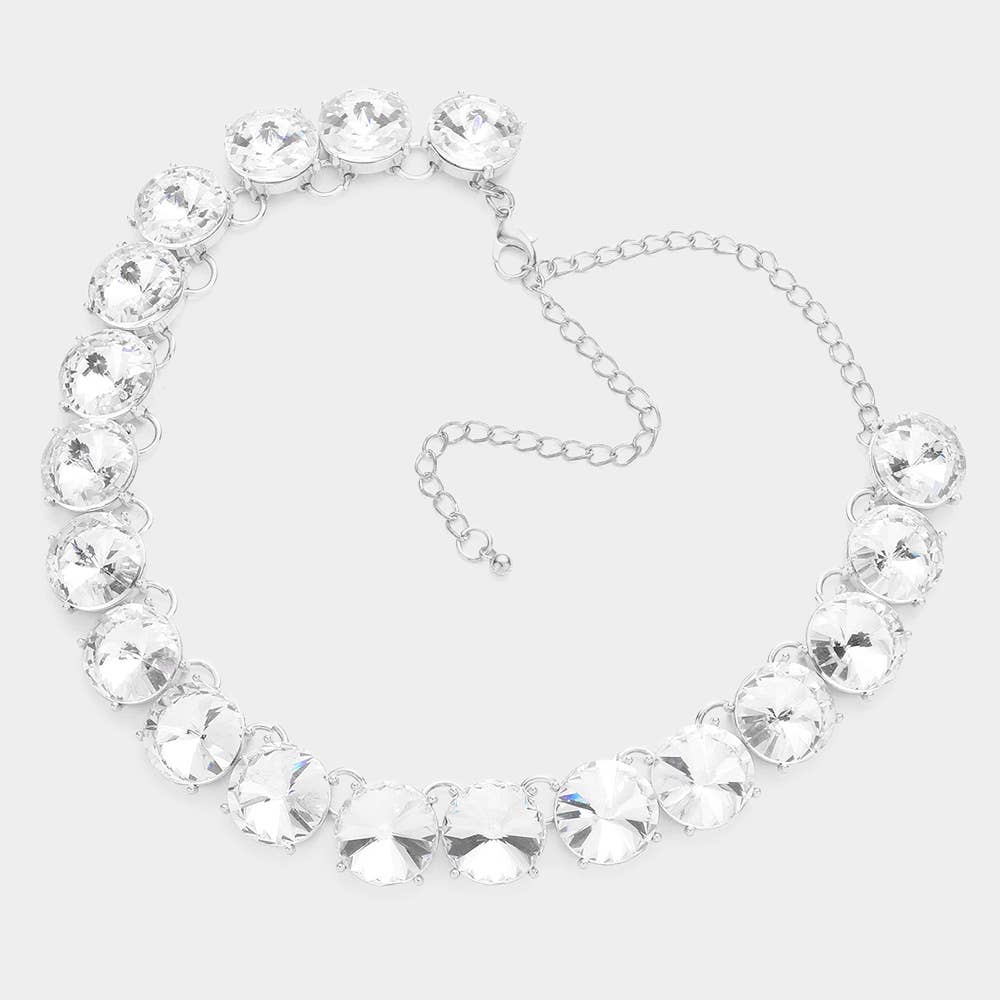 Round Stone Link Evening Necklace