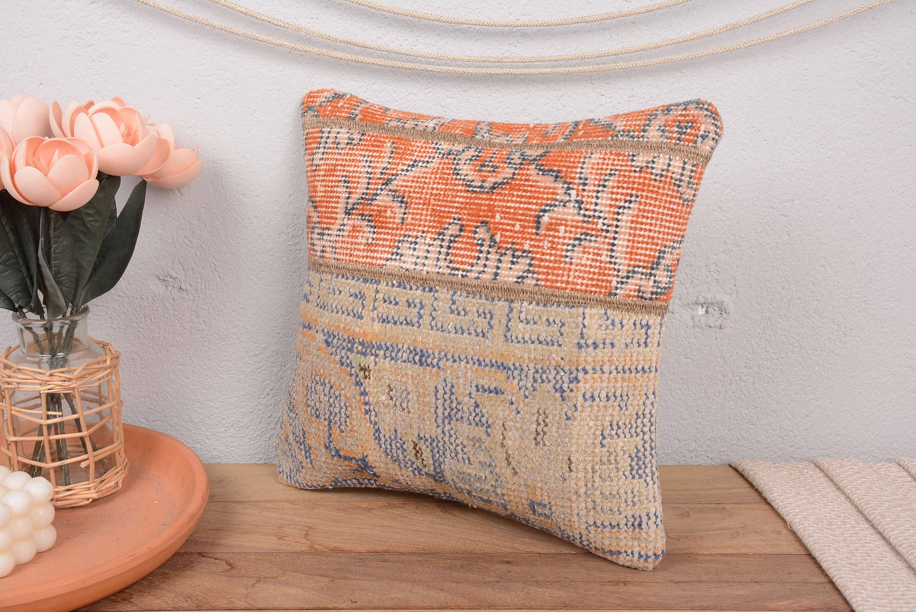 Turkish Kilim Boho Patchwork Pillow Sham Cover 14x14