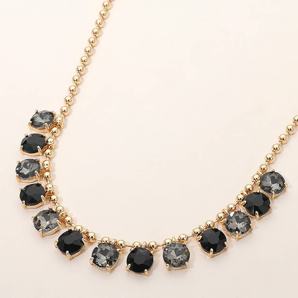 Cushion Teardrop Round Stone Link Evening Necklace