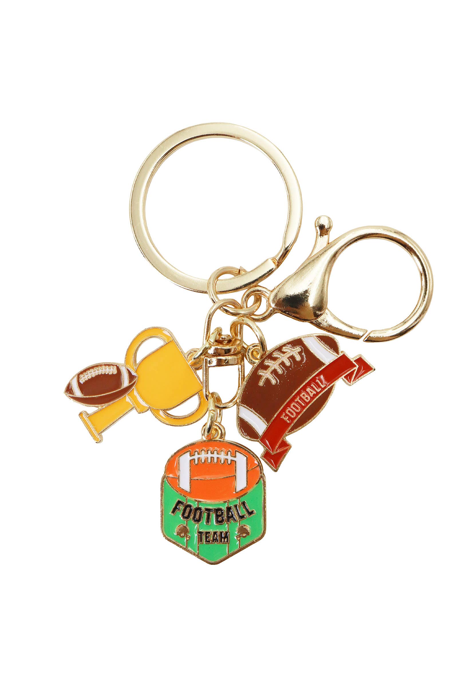 6303. Assorted Football Enamel Charm Cluster Key Chain