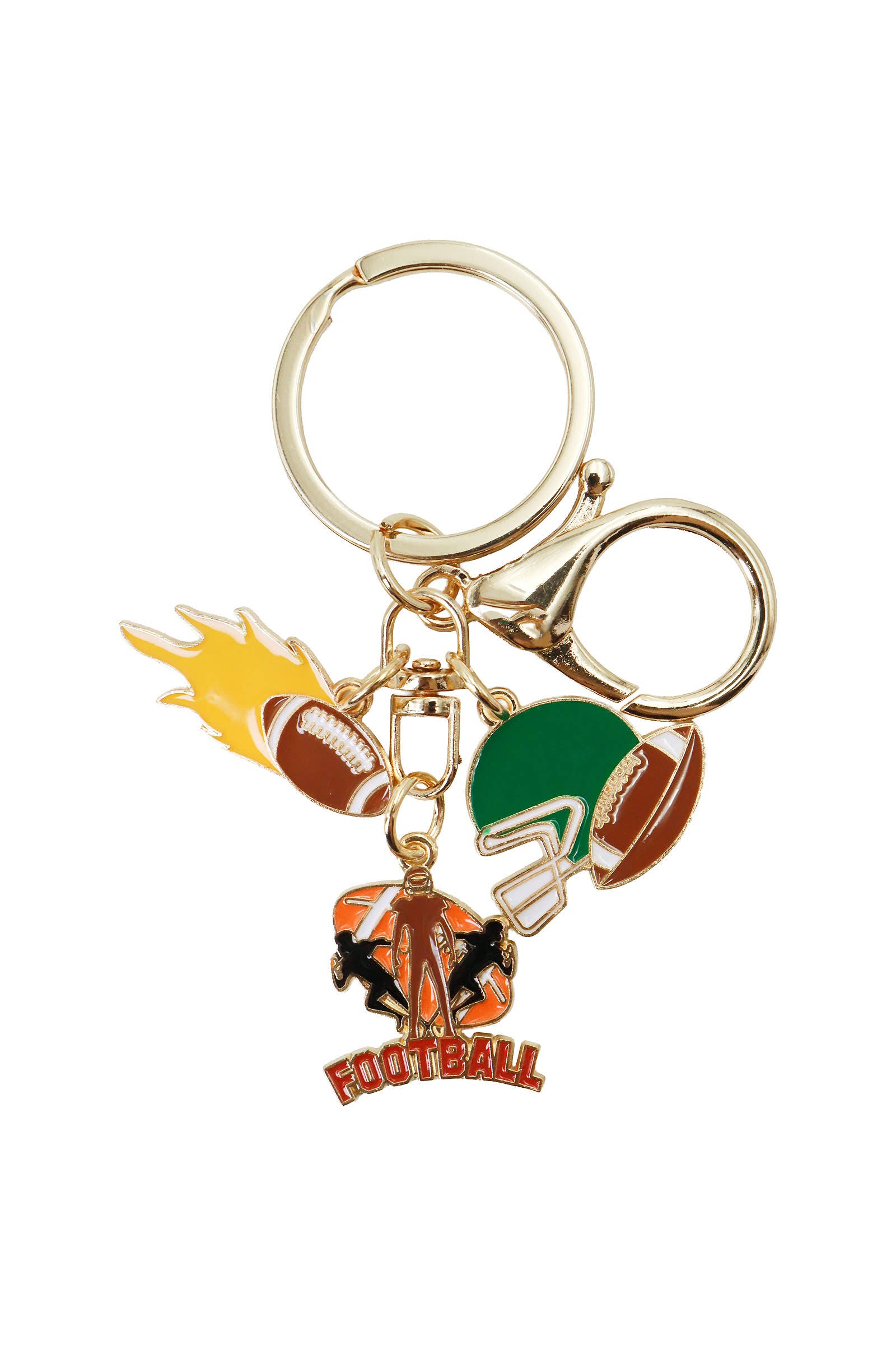 6303. Assorted Football Enamel Charm Cluster Key Chain