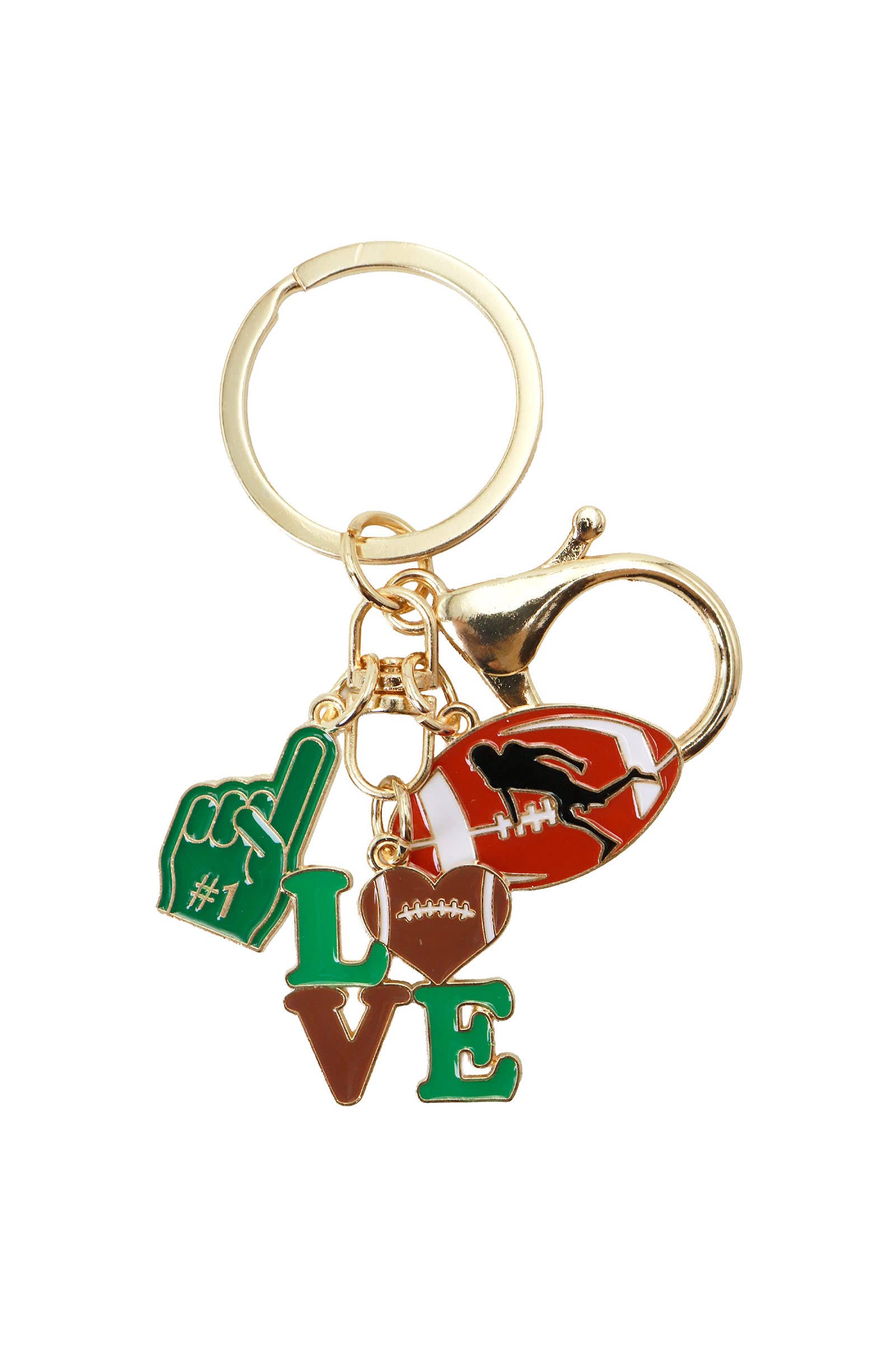 6303. Assorted Football Enamel Charm Cluster Key Chain