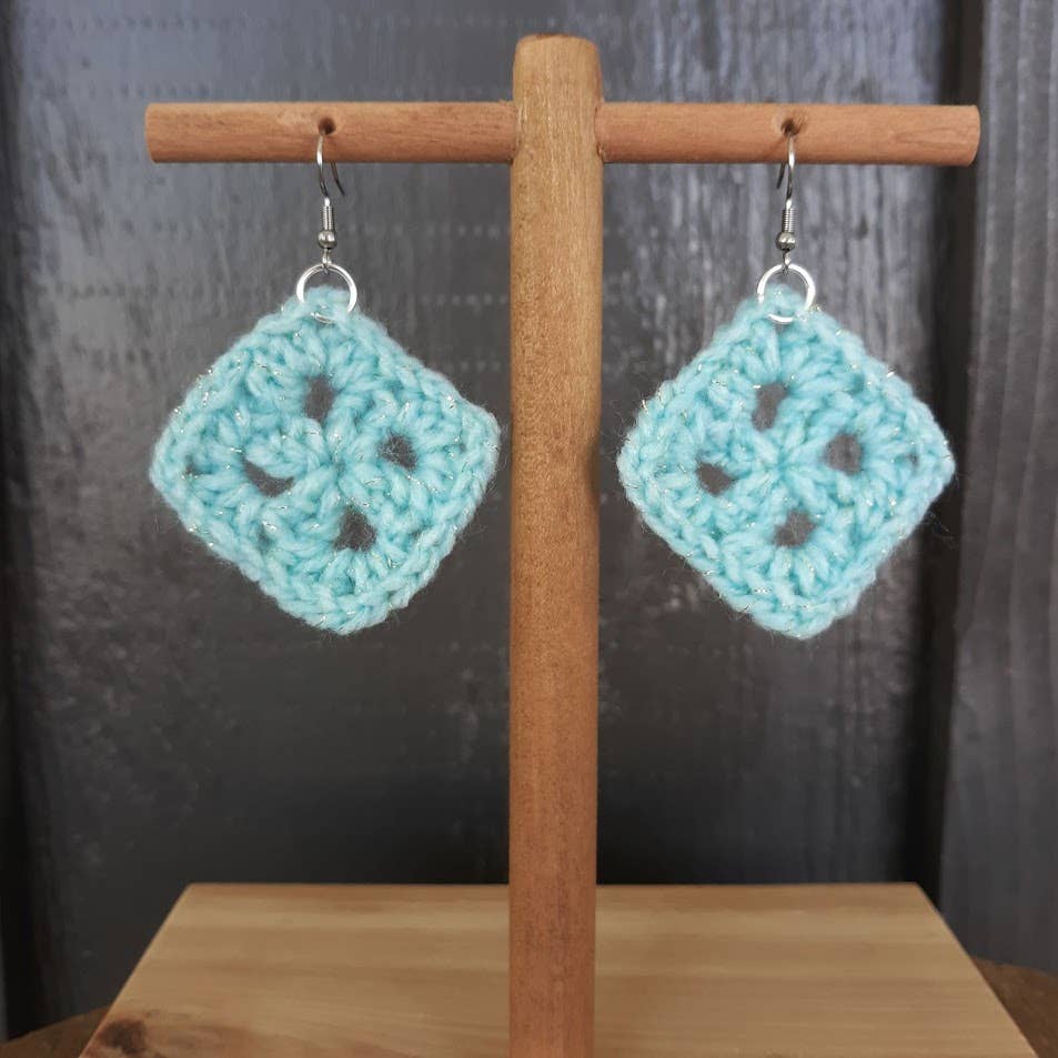 4101. Granny Square Drop Earrings in Bright Sparkling Colors