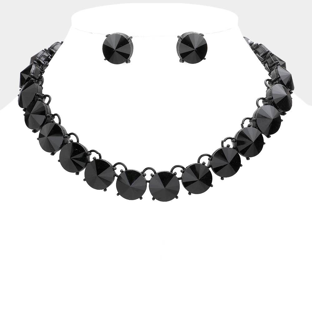 Round Stone Link Evening Necklace