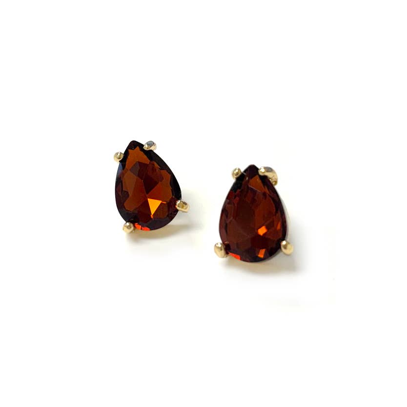 Sterling Silver S925 Post Teardrop Glass Stud Earrings