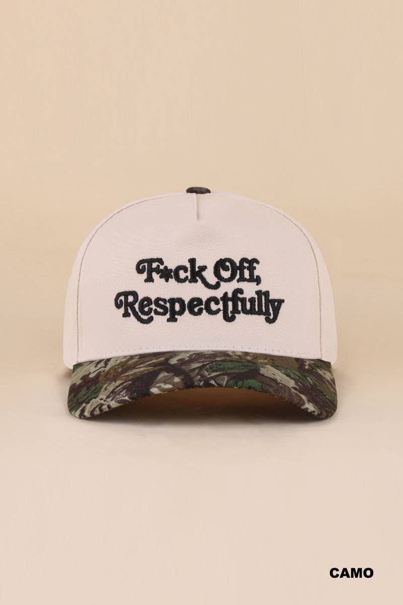 Fxck Off, Respectfully Two Tone Canvas Cotton Cap