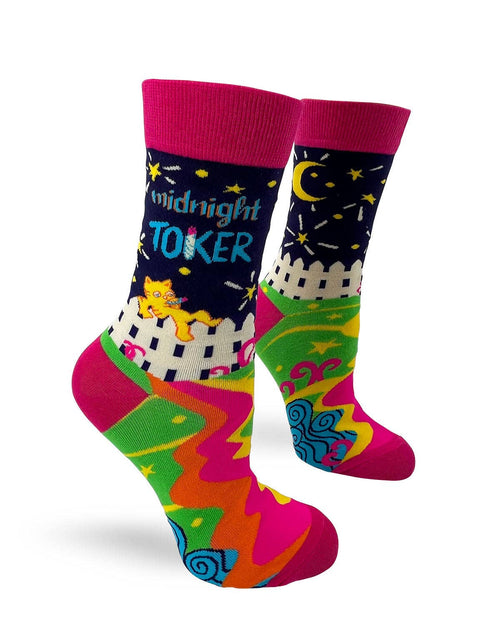 8611. Midnight Toker Women's Novelty Crew Socks